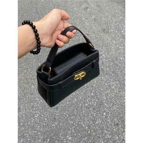 Borsa a Mano Vintage in Pelle PU Trama Litchi per Donna Elegante Chiusura in Metallo Borsa a Tracolla Versatile per Pendolari