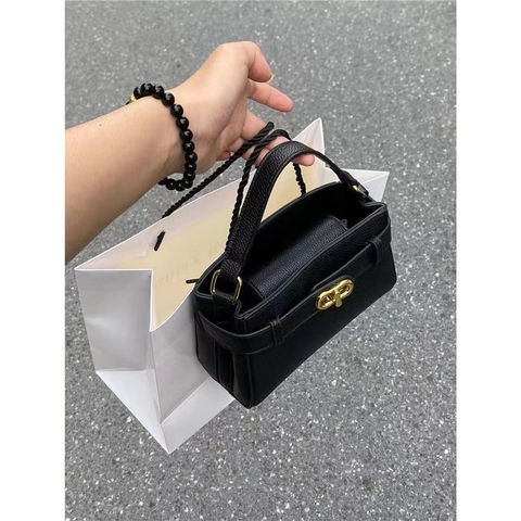 Borsa a Mano Vintage in Pelle PU Trama Litchi per Donna Elegante Chiusura in Metallo Borsa a Tracolla Versatile per Pendolari