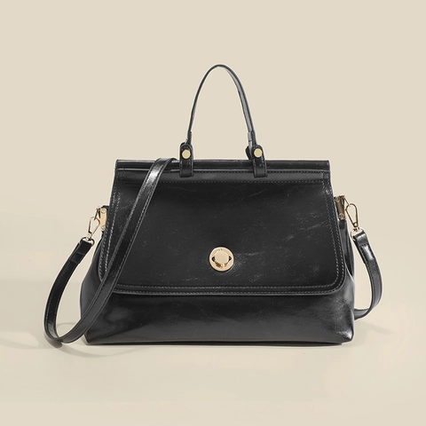 Sac Messager Rétro en Cuir PU pour Femmes Grande Capacité Sac à Main à Poignée Supérieure pour Bureau Quotidien Mode Vintage