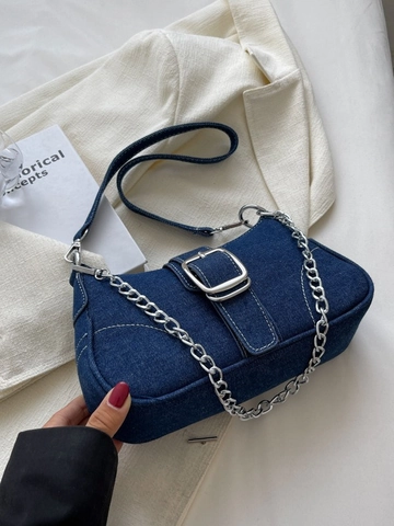 Vintage Canvas Underarm Bag For Women Urban Minimalist Metal Buckle Chain Crossbody Bag Casual Shoulder Bag Summer Top Handle Bag