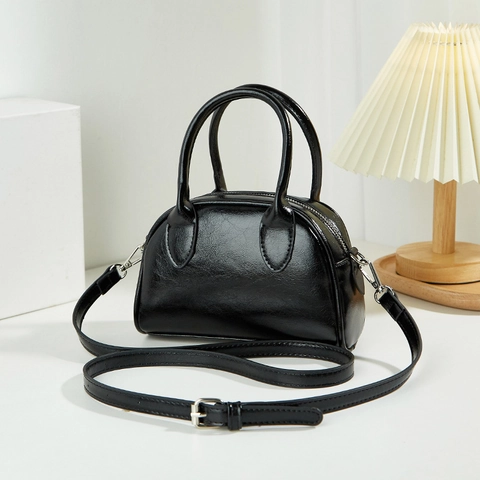 Women Urban Minimalist PU Leather Boston Bag Niche Design Small Square Handbag Versatile Shoulder Crossbody Bag Daily Wear