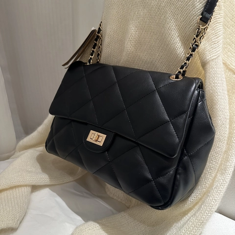 Vintage Gestept Ruitvormig Ketting Schoudertas Voor Vrouwen 2025 Nieuw Grote Capaciteit PU Leer Crossbodytas Elegante Handtas