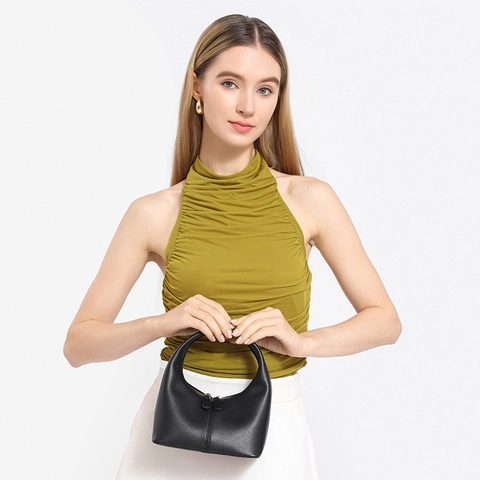 Women Urban Simple PU Leather Hobo Handbag Fashion Solid Color Stitching Half Moon Top Handle Bag For Daily Use