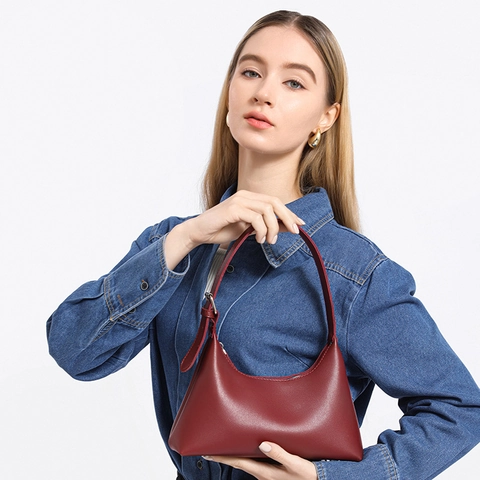 Franse Minimalistische PU Leren Ondertastas Voor Dames Vintage Hobo Schoudertas Met Verstelbare Riem Mode Handtas