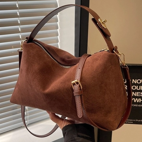Borsa a Mano Vintage in Pelle Opaca da Donna Semplice Borsa a Tracolla alla Moda Borsa a Spalla Retrò con Tracolla Regolabile