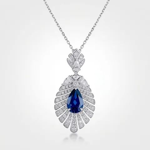 925 Sterlingsilber Birnenschliff Zirkonia Anhänger Halskette Für Damen Elegante Blaue Rote Edelstein Design Mode Schmuck Hochzeit Party Zubehör