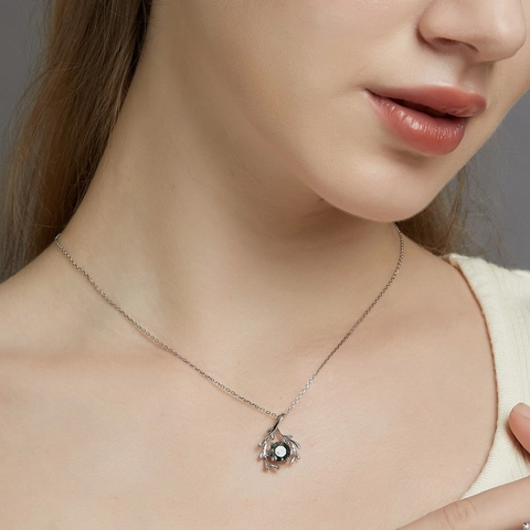 925 Sterlingsilber Moosachat Anhänger Halskette Für Damen Naturstein Botanischer Zweig Design Eleganter Schmuck Geschenk
