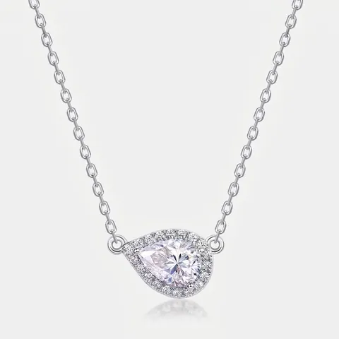 Collar de Plata de Ley S925 Con Moissanita para Mujer Colgante de Gota de Agua en Forma de Pera Joyería Minimalista Con Certificado Regalo