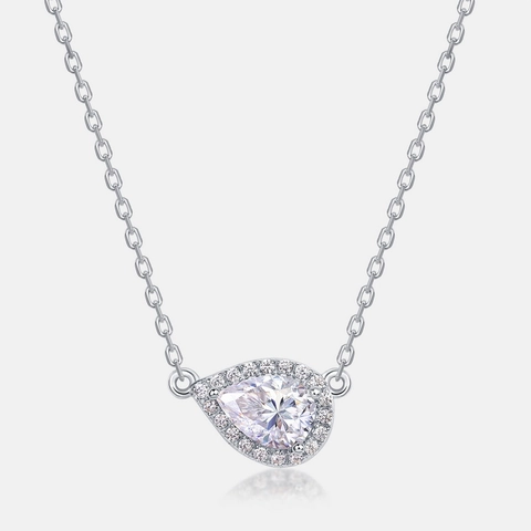 Collar de Plata de Ley S925 Con Moissanita para Mujer Colgante de Gota de Agua en Forma de Pera Joyería Minimalista Con Certificado Regalo