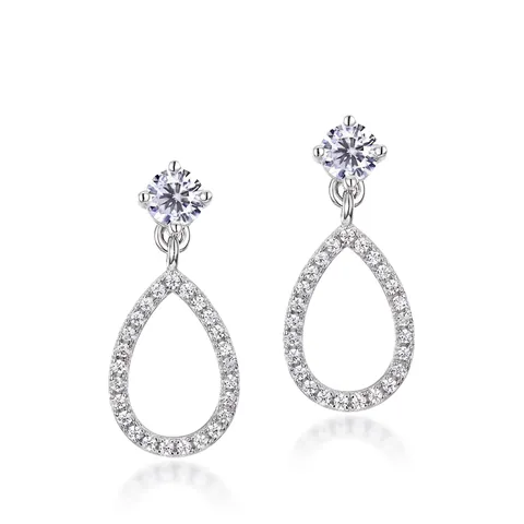 Pendientes de Gota de Agua de Moissanita de Plata de Ley 925 para Mujer Joyas en Forma de Pera Con Certificado GRA Plata
