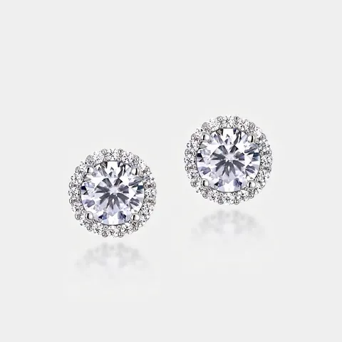 Orecchini a Bottone in Argento Sterling 925 Moissanite Tondo Halo Hip Hop Gioielli Uomo Donna Con Certificato GRA