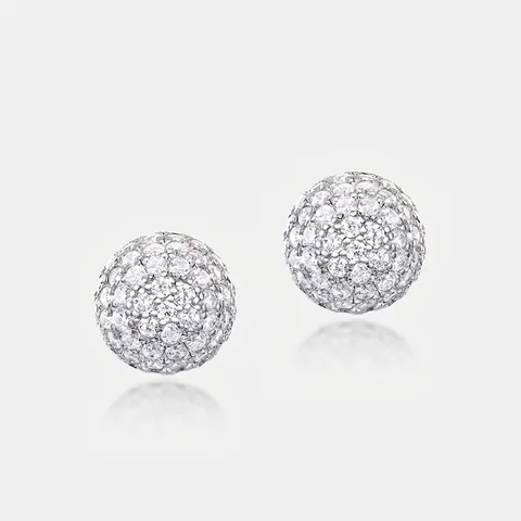 Orecchini a Bottone a Sfera in Argento Sterling 925 per Donna Pavé di Zirconia Sferici Scintillanti Gioielli Minimalisti Regalo