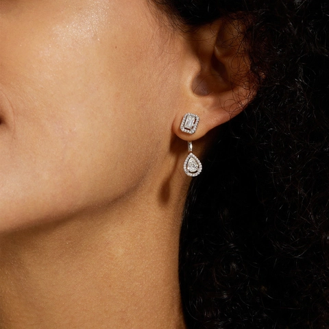 925 Sterlingsilber Moissanit Ohrringe Für Damen Abnehmbar Birne Smaragdschliff Moissanit Hängeohrringe Eleganter Hochzeitsschmuck Geschenk