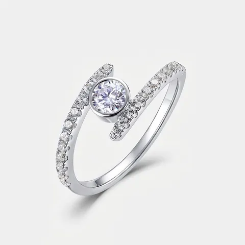 925 Sterling Zilver Moissaniet Ring Strass Ingelegde Cirkelvormige Band Mode Bruiloft Sieraden Met Certificaat Voor Vrouwen