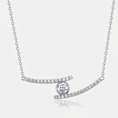Lussuosa Collana Moissanite in Argento Sterling 925 Elegante Ciondolo Geometrico Catena a Croce Gioielli Regalo per Donna