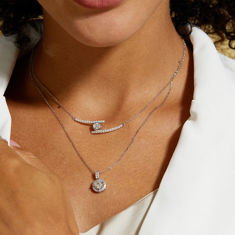 Lussuosa Collana Moissanite in Argento Sterling 925 Elegante Ciondolo Geometrico Catena a Croce Gioielli Regalo per Donna