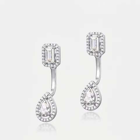 925 Sterlingsilber Moissanit Ohrringe Für Damen Abnehmbar Birne Smaragdschliff Moissanit Hängeohrringe Eleganter Hochzeitsschmuck Geschenk