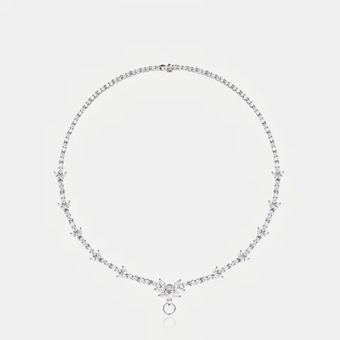 Collana in Argento Sterling 925 Zirconia per Donna Catena a Clavicola con Diamanti Completi Stile Europeo Moda Lusso Leggero