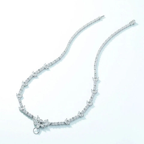 Collana in Argento Sterling 925 Zirconia per Donna Catena a Clavicola con Diamanti Completi Stile Europeo Moda Lusso Leggero