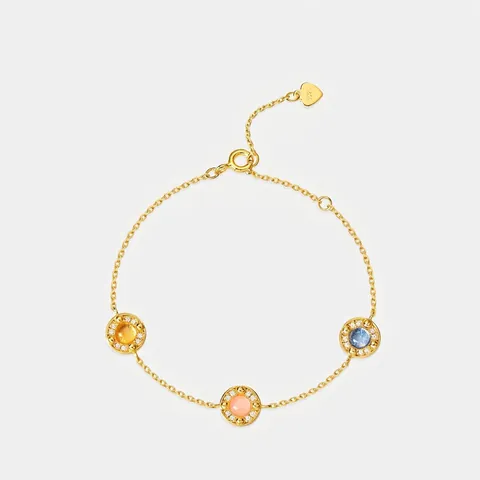 925 Sterlingsilber Regenbogen Bonbon Armband Für Damen Minimalistisch Vergoldet Geometrisch Strass Synthetischer Edelstein Kette Schmuck