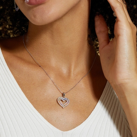925 Sterlingsilber Herz Regenbogen Zirkonia Anhänger Ohne Kette Elegante Bunte Zirkonia Schmuck Für Damen Geschenk