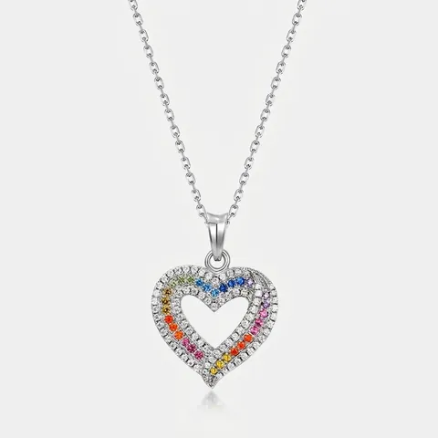 925 Sterlingsilber Herz Regenbogen Zirkonia Anhänger Ohne Kette Elegante Bunte Zirkonia Schmuck Für Damen Geschenk