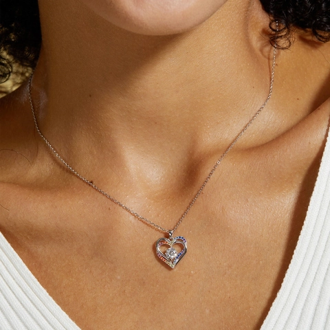 Ciondolo Solo in Argento Sterling 925 Con Zirconia Intarsiata Arcobaleno Senza Catena per Donna Gioielli Moda Collana Regalo