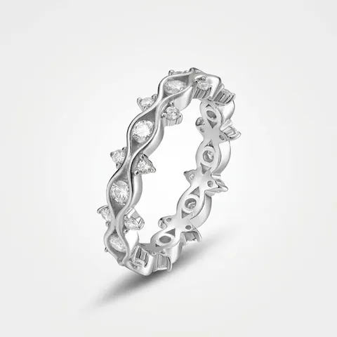 925 Sterling Zilver Moissaniet Golf Ring Voor Dames Dik Witgoud Verguld Volledige Eternity Band Minimalistische Sieraden
