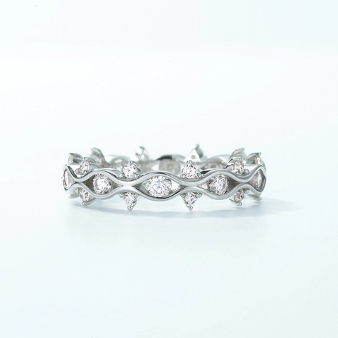 925 Sterling Zilver Moissaniet Golf Ring Voor Dames Dik Witgoud Verguld Volledige Eternity Band Minimalistische Sieraden