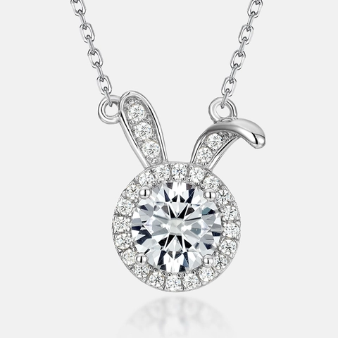 Ciondolo Solo Senza Catena in Argento Sterling 925 Moissanite Coniglio per Donna Elegante Forma di Coniglio Gioielli