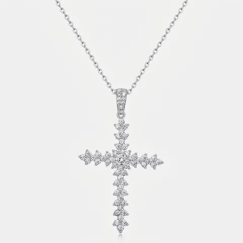 925 Sterlingsilber Kreuz Anhänger Halskette Mit Moissanit Für Herren Damen Hip Hop Mode Eingelegter Schmuck Ohne Kette