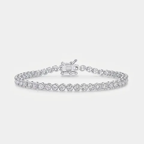 925 Sterling Zilver Moissaniet Tennis Armband Rond Geslepen Luxe Minimalistisch Mode Sieraden Voor Vrouwen Bruiloft Viering Cadeau
