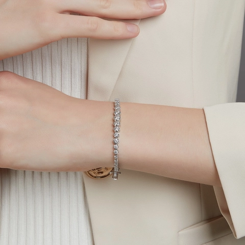 925 Sterling Silver Moissanite Tennis Bracelet For Women Round Cut Full Diamond Inlaid Bracelet With GRA Certificate Luxury Jewelry