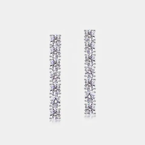 Orecchini Pendenti Lunghi in Argento Sterling 925 con Nappa in Moissanite D Colore VVS Eleganti Orecchini Lineari per Matrimonio Festa Gioielli Donna