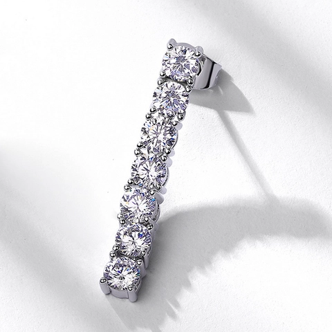 Orecchini Pendenti Lunghi in Argento Sterling 925 con Nappa in Moissanite D Colore VVS Eleganti Orecchini Lineari per Matrimonio Festa Gioielli Donna