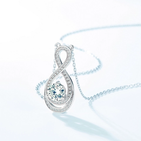 Collana in Argento Sterling 925 Moissanite Ciondolo Infinito Strass Catena con Certificato GRA Gioielli Moda Donna