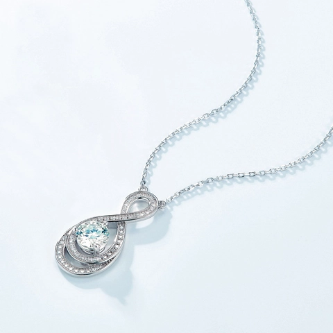 Collana in Argento Sterling 925 Moissanite Ciondolo Infinito Strass Catena con Certificato GRA Gioielli Moda Donna