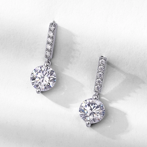 Lussuosi Orecchini Pendenti in Argento Sterling 925 con Moissanite per Donna Orecchini a Goccia con Gemme Taglio Rotondo Matrimonio