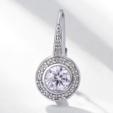 Orecchini a Cerchio in Argento Sterling 925 Con Moissanite per Donna Orecchini Pendenti Halo Tondi Di Lusso Con Strass Gioielli