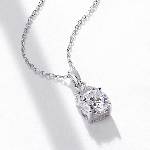 925 Sterling Silver Moissanite Pendant Only Without Chain Round Brilliant Cut Sparkling Lab Diamond Pendant For Women Wedding Gift