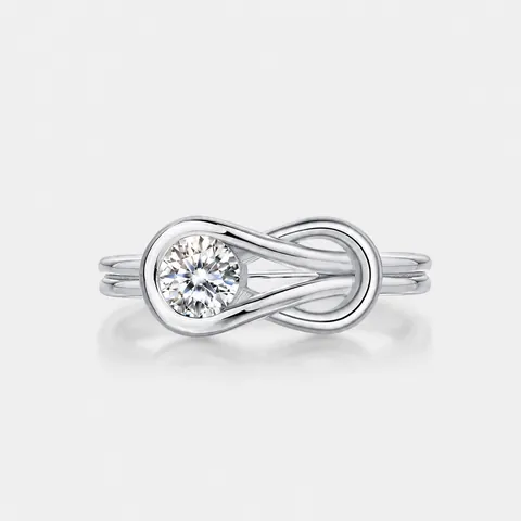 925 Sterling Silver Moissanite Ring For Women Infinity Knot Adjustable Open Ring Round Cut Gemstone With GRA Certificate Jewelry Gift