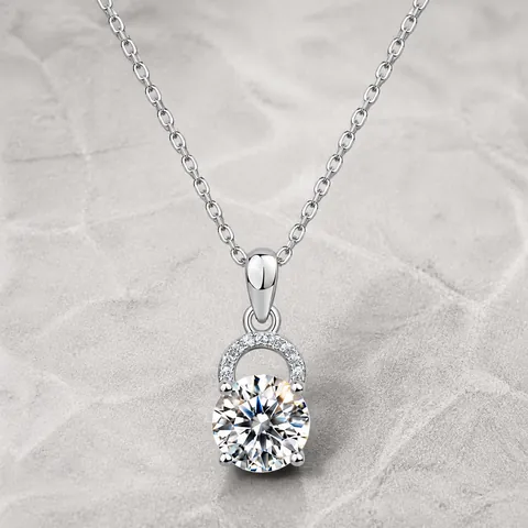 925 Sterling Silver Moissanite Pendant Only Without Chain Round Brilliant Cut Sparkling Lab Diamond Pendant For Women Wedding Gift