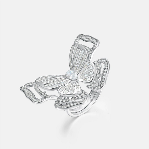 Luxe 925 Sterling Zilveren Vlinder Ring Voor Dames Met Strass Glinsterende Diervormige Vingerring Mode Sieraden Cadeau