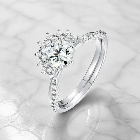Luxury 925 Sterling Silver Moissanite Engagement Rings For Women Brilliant Round Cut Stackable Band Jewelry With GRA Certificate