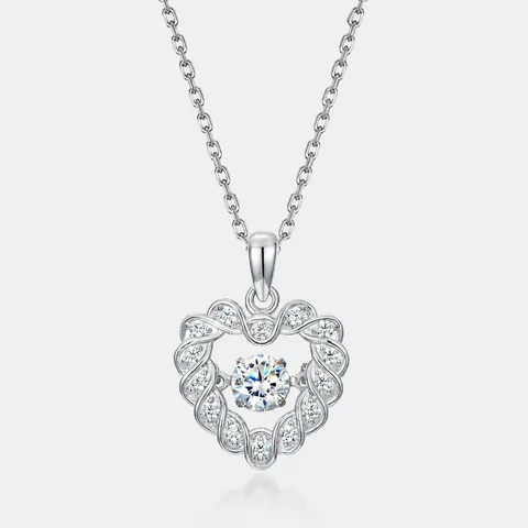 925 Sterling Zilveren Hart Hanger Voor Vrouwen Moissaniet Dansende Steen Elegante Hart Hanger Zonder Ketting Sieraden Cadeau
