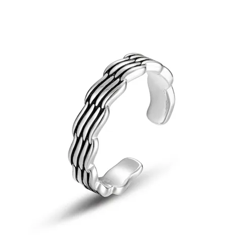 Minimalistischer 925 Silber Wellen Zirkonia Ring Verstellbarer Offener Ring Trendy Hip Hop Style Fingerschmuck Geschenk
