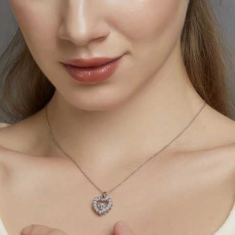 925 Sterling Zilveren Hart Hanger Voor Vrouwen Moissaniet Dansende Steen Elegante Hart Hanger Zonder Ketting Sieraden Cadeau