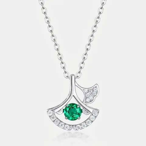 Elegante 925 Sterlingsilber Fächerförmige Halskette Mit Laborgezüchteter Smaragd Zirkonia Anhänger Leichter Luxus Schlüsselbeinkette Schmuck Für Damen