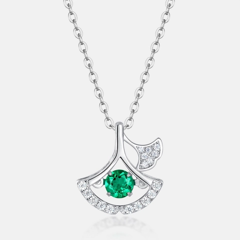 Elegante 925 Sterlingsilber Fächerförmige Halskette Mit Laborgezüchteter Smaragd Zirkonia Anhänger Leichter Luxus Schlüsselbeinkette Schmuck Für Damen