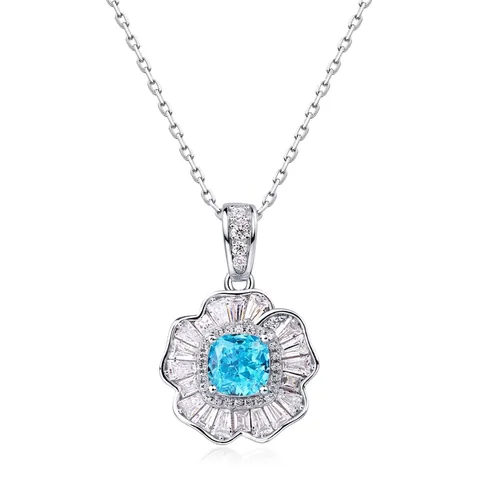 Elegante Ciondolo a Fiore in Argento Sterling 925 per Donna Gioielli Floreali Intarsiati con Strass Solo Ciondolo